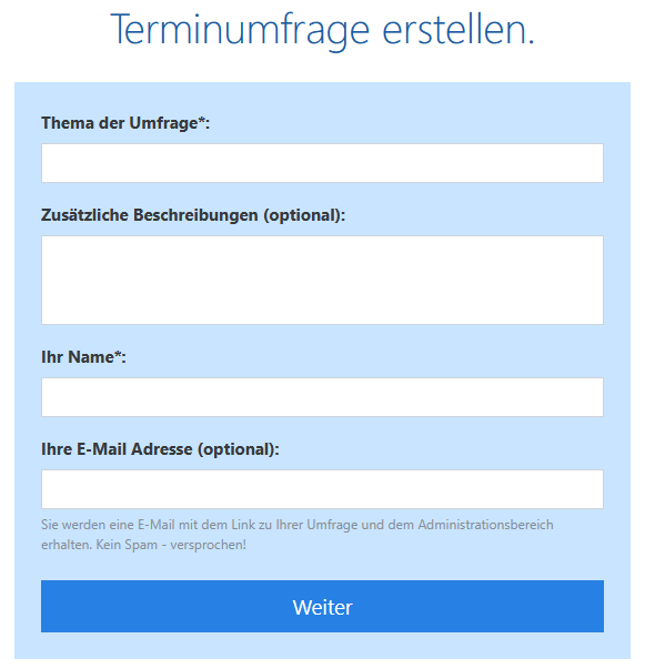 Gruppenabstimmung Assistent – Details eingeben